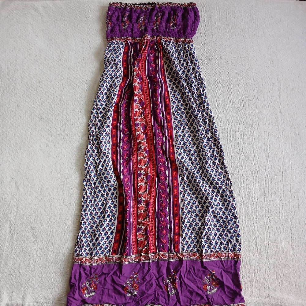 angie ♡ strapless printed boho dress large